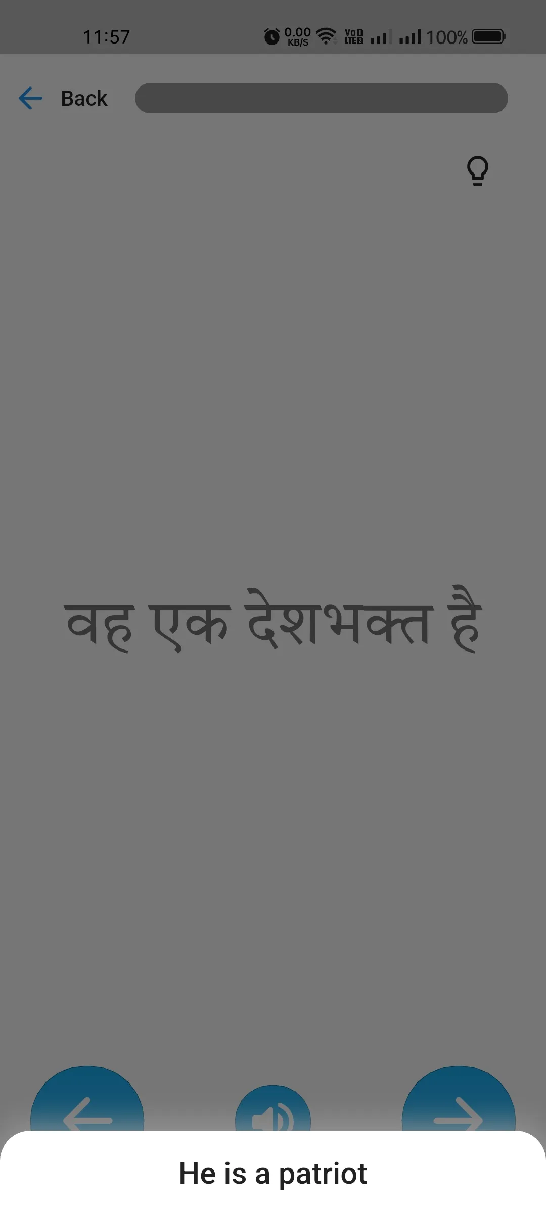 Meaning display for Hindi sentence वह एक देशभक्त है